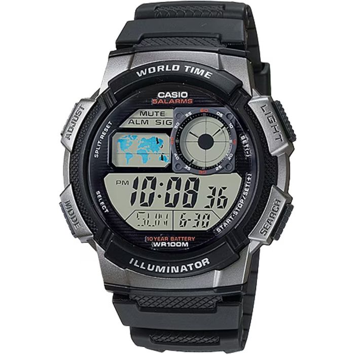 Classic World Time Digital Watch w/ 100 Meter Water-Resistance | CSO-AE1000W-1BVCF