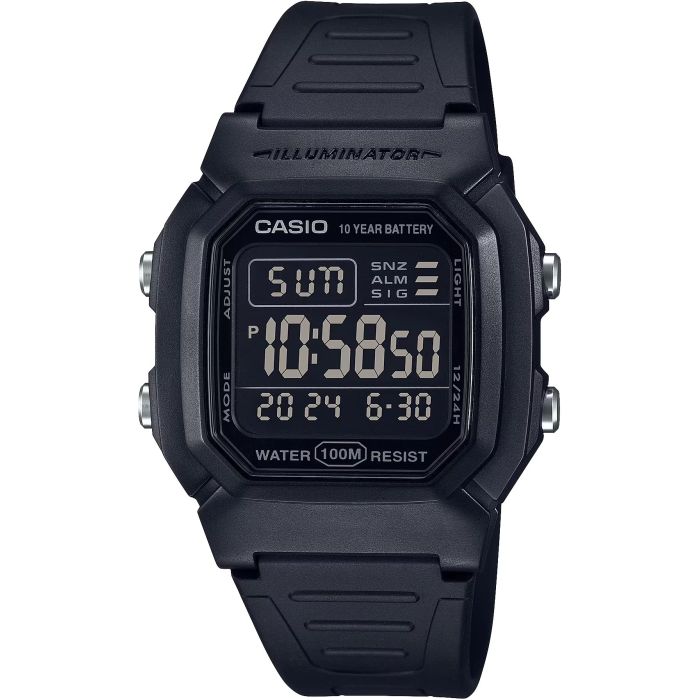 Classic Digital Watch w/ Blackout Dial, Dual Time & 5 Alarms | CSO-W800H-1BV